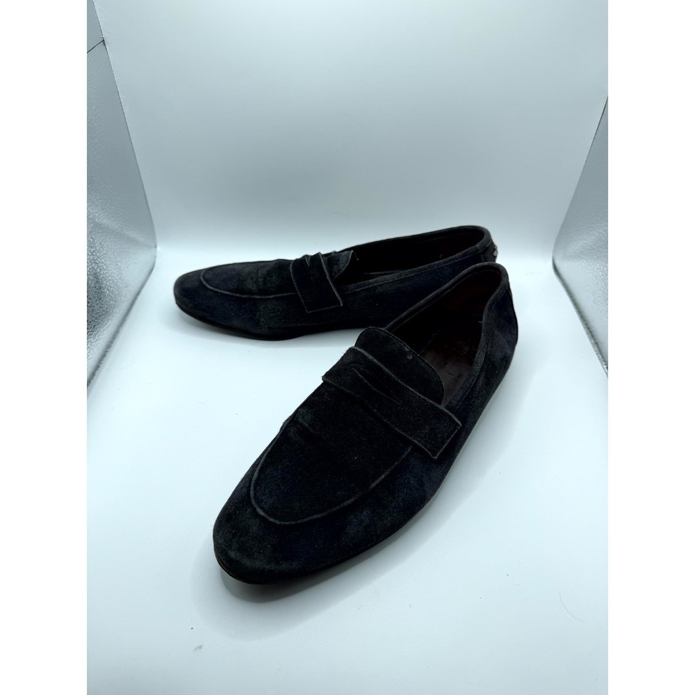 Bougeotte Womens Penny Loafers 10 B Black Suede Moc Toe Casual Slip On Shoes